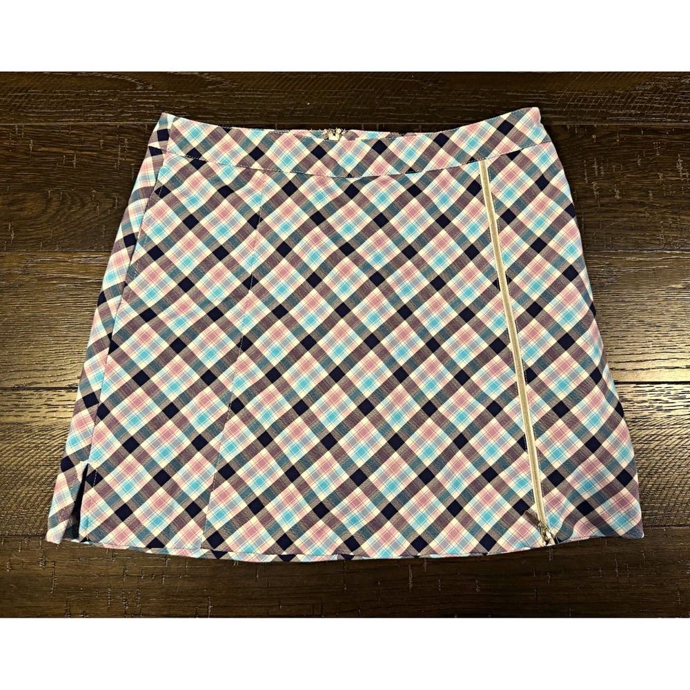 Lady Hagen Women's Plaid Golf Skort Stretch Pockets Blue Pink White 6
